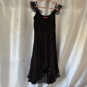 Betsey Johnson Black High Low Dress with Polka Dots